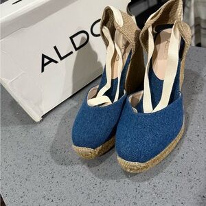 Aldo Denim Blue Espadrille Wedges